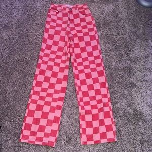 Wide leg Zara red checkered pants size 0